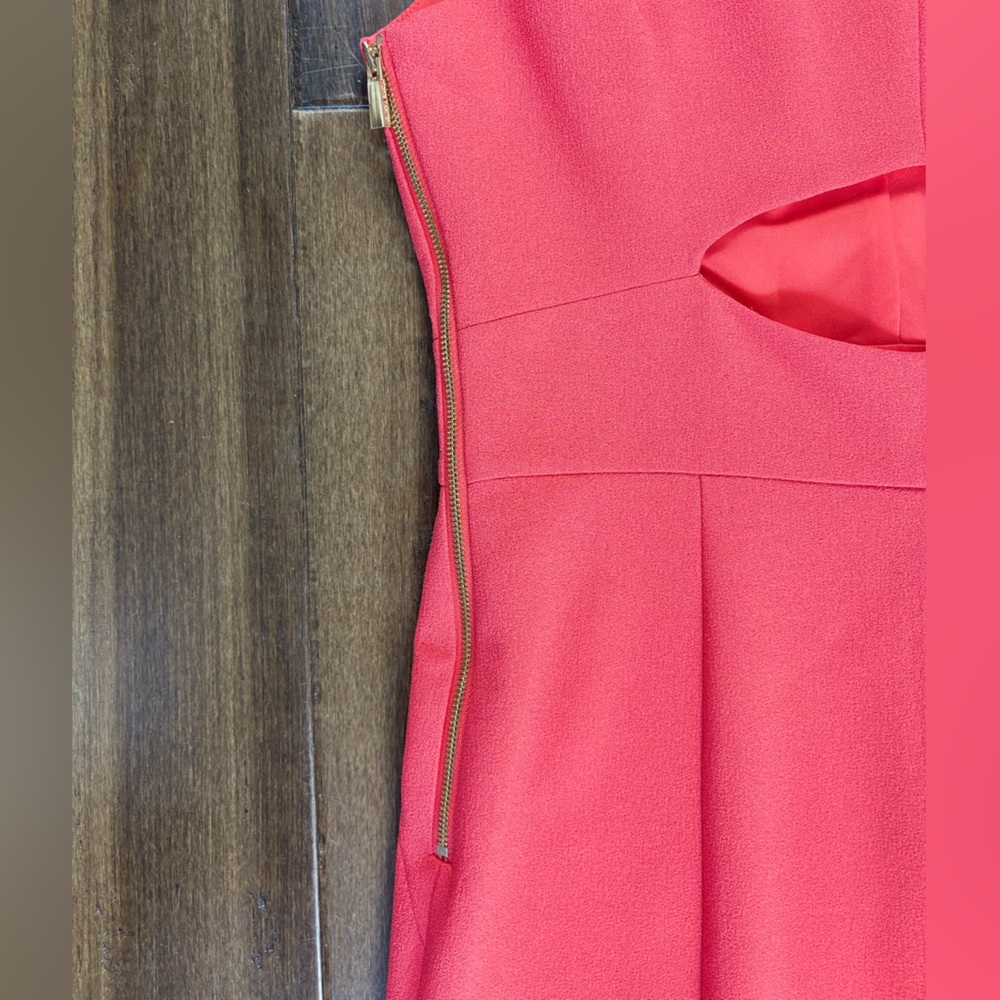 Vince Camuto size 8 Halter V Neck Sleeveless Knee Length Dress Orange Pin Coral - Picture 11 of 12